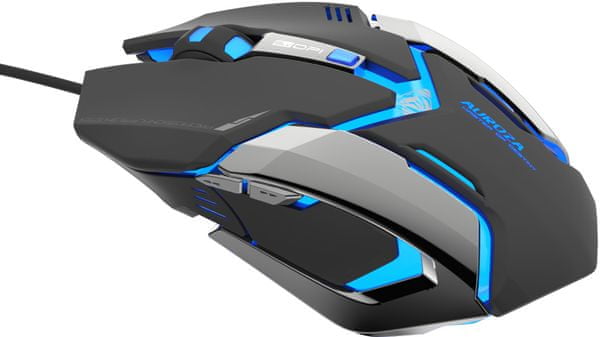 Herní myš E-Blue Auroza Gaming kabelová optická volitelná citlivost 6 tlačítek podsvícení pro praváky
