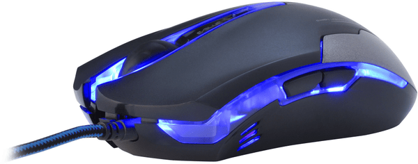 Herní pc myš e-blue ems653 moderní stylové podsvícení usb připojení odrušený opletený kabel rychlá odezva usb připojení 6 tlačítek životnost moderní design nastavitelné dpi ergonomické tvarování