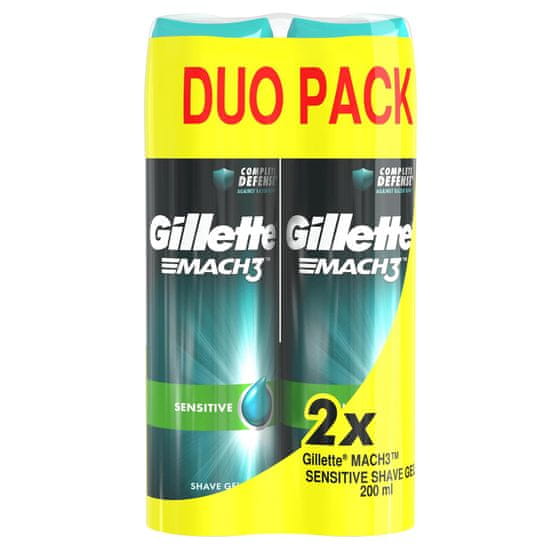 Gillette Mach3 Complete Defense Sensitive Pánský gel na holení 2 x 200 ml 