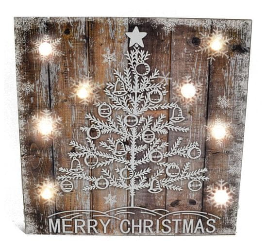 DUE ESSE Vánoční svítící obraz stromek 32 x 36 cm