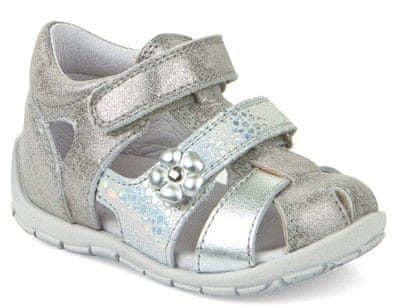 Froddo Dívčí sandály s kytičkou - stříbrné