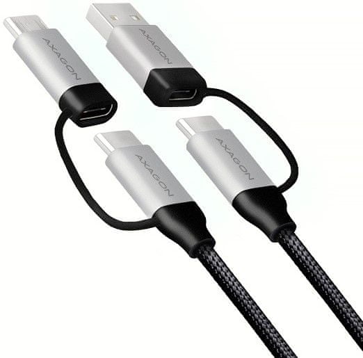 AXAGON 4in1 kabel USB-C <> microUSB, USB-A BUCMM-CAM20