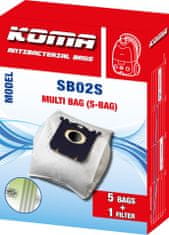 KOMA SB02S - Sáčky do vysavače Electrolux Multi Bag textilní - kompatibilní se sáčky typu S-bag, 5ks