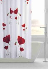 GRUND Textilní koupelnový závěs, PAPAVERO textil, bílá/červená