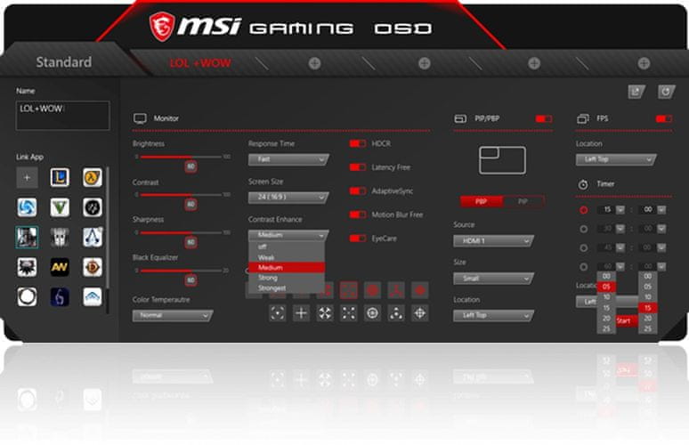 gamer monitor MSI Optix MPG27CQ2 (Optix MPG27CQ2) MSI OSD billentyűzet egér beállítás