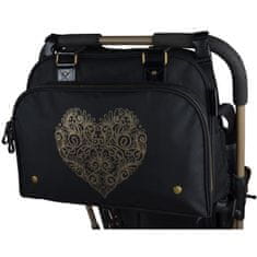 VERVELEY Přebalovací taška BABY ON BOARD Simply Premium + příslušenství, Black Gold Heart