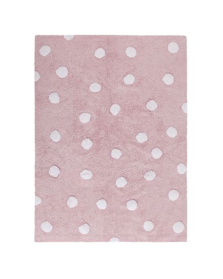 Lorena Canals Přírodní koberec, ručně tkaný Polka Dots Pink-White