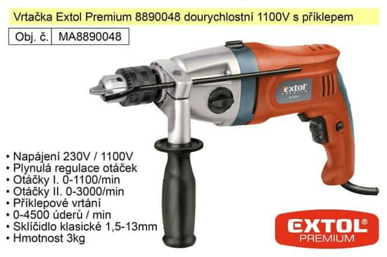 Extol Premium Elektrická vrtačka dvourychlostní 1100 W Extol Premium 8890048