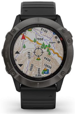 Chytré hodinky Garmin fénix 6X Sapphire , zobrazení mapy na displeji, GPS, Glonass, Galilelo