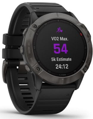 Chytré hodinky Garmin fénix 6X Sapphire , optické sledování tepu, srdeční činnost, variabilita pulzu, okysličení krve, aerobní vytrvalost, VO2 Max, běžecké cyklistické metriky