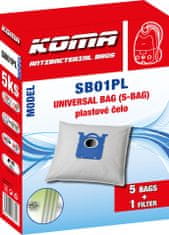 KOMA SB01PL - Sada 12 ks sáčků do vysavače Electrolux Universal Bag s plastovým čelem - kompatibilní se sáčky typu S-BAG
