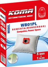 KOMA WB01PL - Sáčky do vysavače Rowenta Wonderbag Compact s plastovým čelem, textilní, 5ks