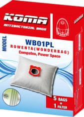 KOMA WB01PL - Sáčky do vysavače Rowenta Wonderbag Compact s plastovým čelem, textilní, 5ks