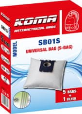KOMA SB01S - Sáčky do vysavače Electrolux Universal Bag textilní - kompatibilní se sáčky typu S-bag, 5ks