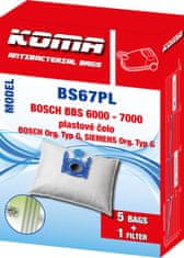 KOMA BS67PL - Sada 25ks sáčků do vysavačů BOSCH Typ G, Siemens, plastové čelo