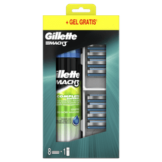 Gillette Mach3 hlavice k holícímu strojku 8 ks + Sensitive gel na holení 200 ml - rozbaleno