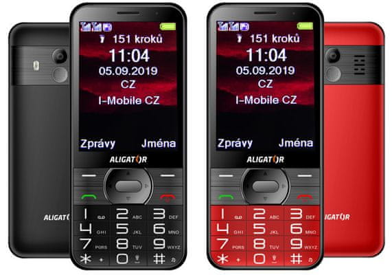 Aligator A900 Senior, mobil pro seniory, velká tlačítka, SOS tlačítko, jednoduché ovládání, velká paměť, GPS, Dual SIM, nabíjecí stojánek, SOS tlačítko
