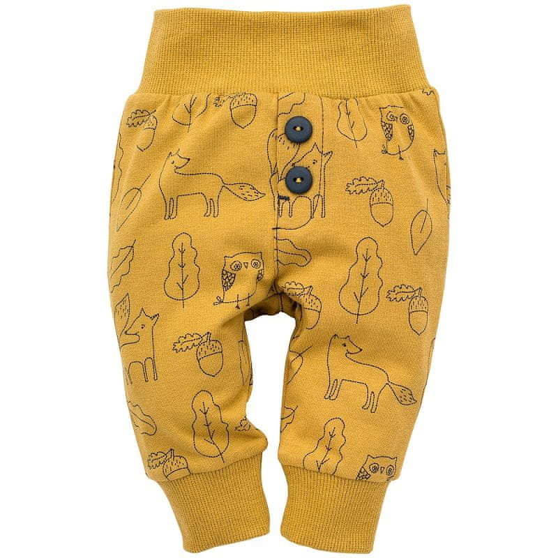 PINOKIO dětské kalhoty Secret Forest 68 žlutá