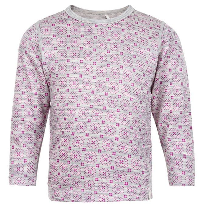 CeLaVi dívčí tričko Merino/Bambus 120 růžová/šedá