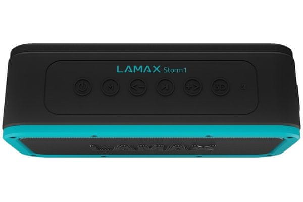 výkonný přenosný Bluetooth reproduktor lamax storm1 výkon 40w znělý zvuk ip67 ochrana vůči vodě voděodolný výdrž 15 h nfc prostorový zvuk hall super bass usb-c slot microSD kabelové připojení dosah 15 m