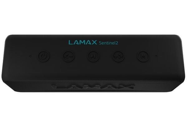 výkonný přenosný Bluetooth reproduktor lamax sentinel2 výkon 20 w 5.0 bezdrátová verze Bluetooth 3600mah baterie výdrž až 24 h tws funkce 3,5mm aux usb-c nabíjení microSD slot kvalitní měniče zvuk bez zkreslení
