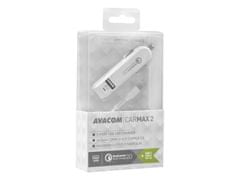 Avacom  CarMAX 2 nabíječka do auta 2x Qualcomm Quick Charge 2.0, bílá barva (USB-C kabel)