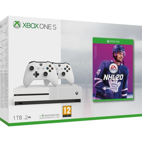 Microsoft Xbox One S 1 TB + 2× bezdrátový ovladač + NHL 20