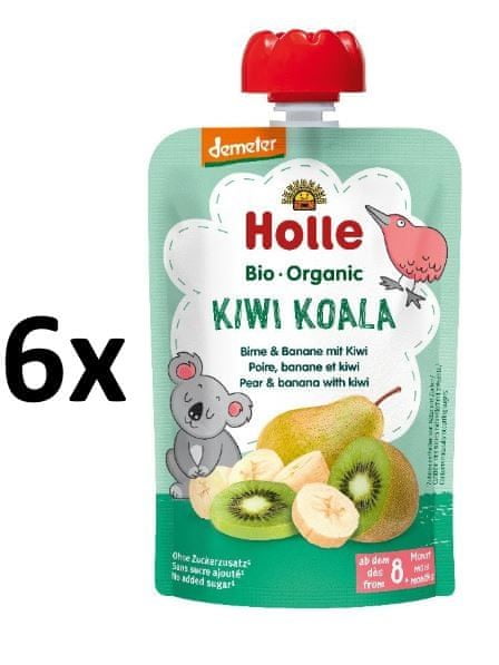 Holle Bio Kiwi Koala 100% ovocné pyré hruška, banán, kiwi - 6 x 100g