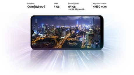 Samsung Galaxy A30s, velká kapacita baterie, slot na paměťovou kartu, dlouhá výdrž