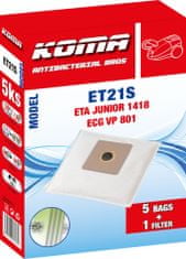 KOMA ET21S - Sáčky do vysavače ETA Junior 1418 textilní, 5ks