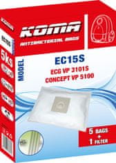 KOMA EC15S - Sáčky do vysavače ECG VP 3101S textilní, 5ks