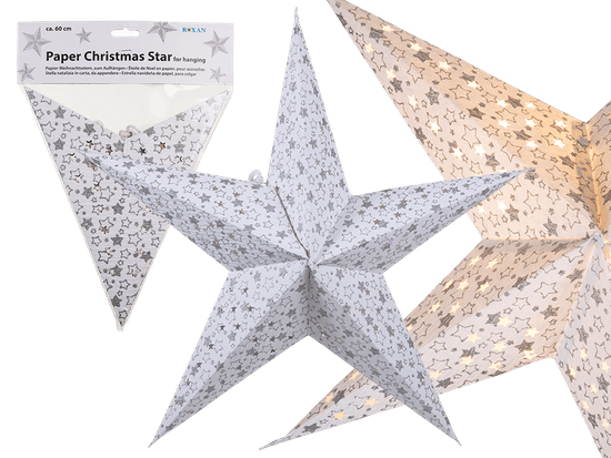 Toro Hvězda vánoční k zavěšení LED, papír, 60 cm