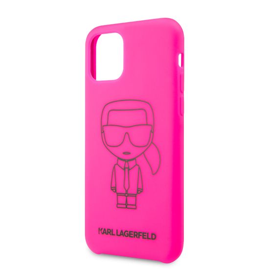 Karl Lagerfeld Silikonový Kryt pro iPhone 11 Pro Black Out Pink (EU Blister) (KLHCN58SILFLPI)