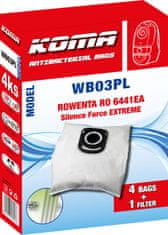 KOMA WB03PL - Sáčky do vysavače ROWENTA RO6441 Silence Force EXTREME s plastovým čelem, 4ks
