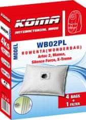 KOMA WB02PL - Sáčky do vysavače Rowenta Wonderbag Silence s plastovým čelem, textilní, 4ks