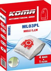 KOMA ML03PL - Sáčky do vysavače Miele F,J,M s plastovým čelem, textilní, 4ks