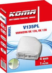 KOMA V135PL - Sáčky do vysavače Vorwerk VK 135/136 s plastovým čelem, textilní, 4ks