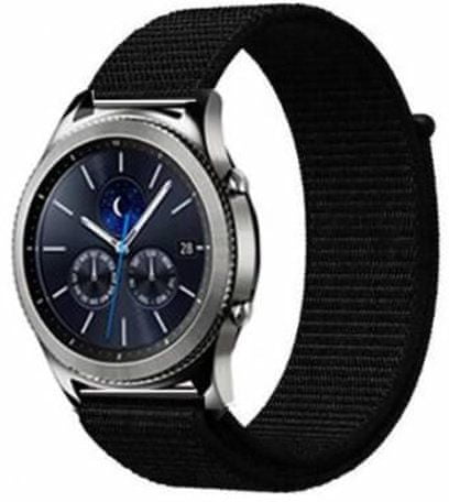 eses Nylonový řemínek na suchý zip pro Samsung Galaxy Watch 46mm / Gear S3, černý (1530001108)