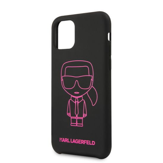 Karl Lagerfeld Silikonový Kryt pro iPhone 11 Pro Pink Max Out Black (EU Blister) (KLHCN65SILFLPBK)