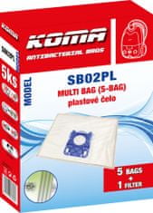 KOMA SB02PL - Sada 25 ks sáčků do vysavačů AEG, Electrolux UltraOne, Philips s plastovým čelem