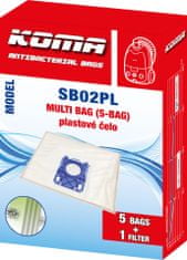 KOMA SB02PL - Sáčky do vysavače Electrolux Multi BAG s plastovým čelem - kompatibilní se sáčky typu S-BAG, 5ks