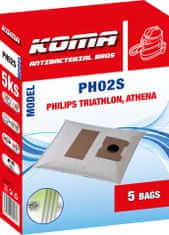 KOMA PH02S - Sáčky do vysavače Philips Triathlon, Athena textilní, 5ks