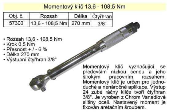 Vorel Momentový klíč ohybový 13,6 - 108,5 Nm 3/8""