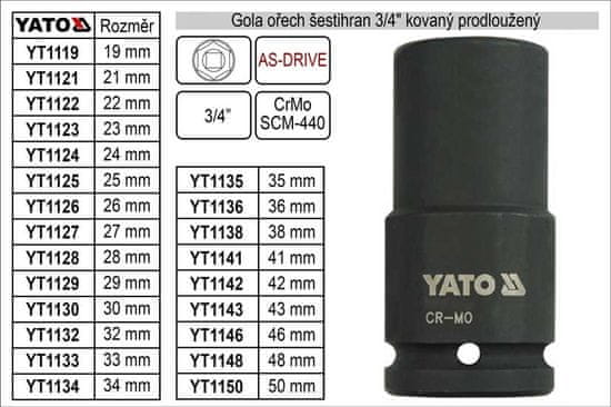 YATO Gola ořech šestihran 3/4" kovaný prodloužený 41mm