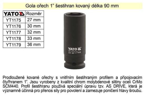 YATO Gola ořech šestihran 1" kovaný prodloužený 32mm