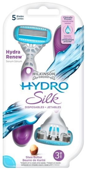 Wilkinson Sword Hydro Silk 3 ks jednorázové holítko s 5 břity
