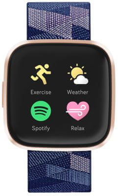 Chytré hodinky Fitbit Versa 2, hlasové odpovědi, NFC, bezkontaktní platby, hudební přehrávač, multisport, tepová frekvence, sledování spánku, AMOLED displej, always-on, dlouhá výdrž baterie