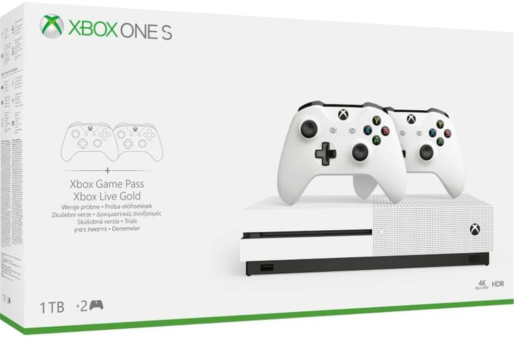 Levně Microsoft Xbox One S 1 TB + 2× bezdrátový ovladač