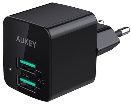 Aukey Cestovní nabíječka s konektory 2× USB 2.0 LLTSEU133680 - černá