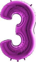 Grabo Nafukovací balónek číslo 3 fialový 102cm extra velký 